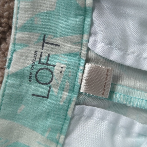 NEW Ann Taylor Loft 4” 100% Cotton Mint Green White Palm Tropical Shorts 0 - Picture 9 of 13